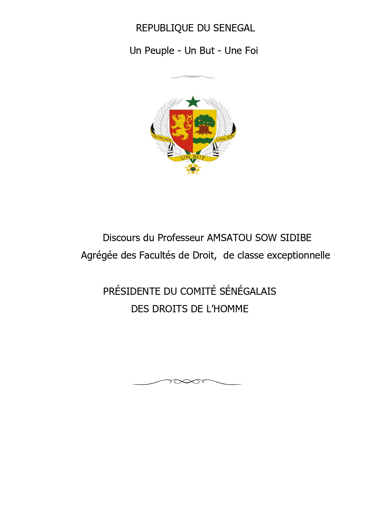 Discours du professeur Amsatou SOW SIDIBÉ