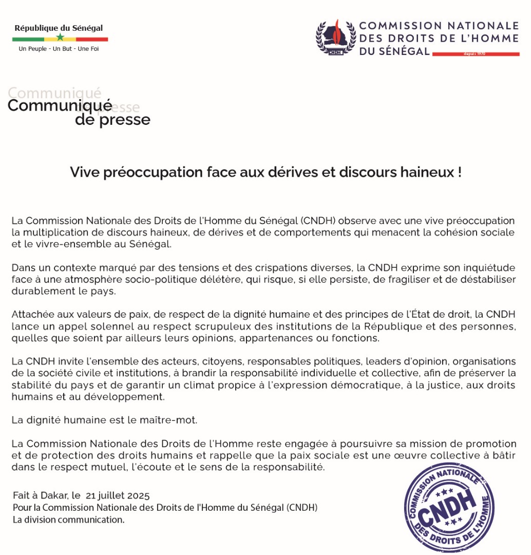 Vive préoccupation face aux dérives et discours haineux!